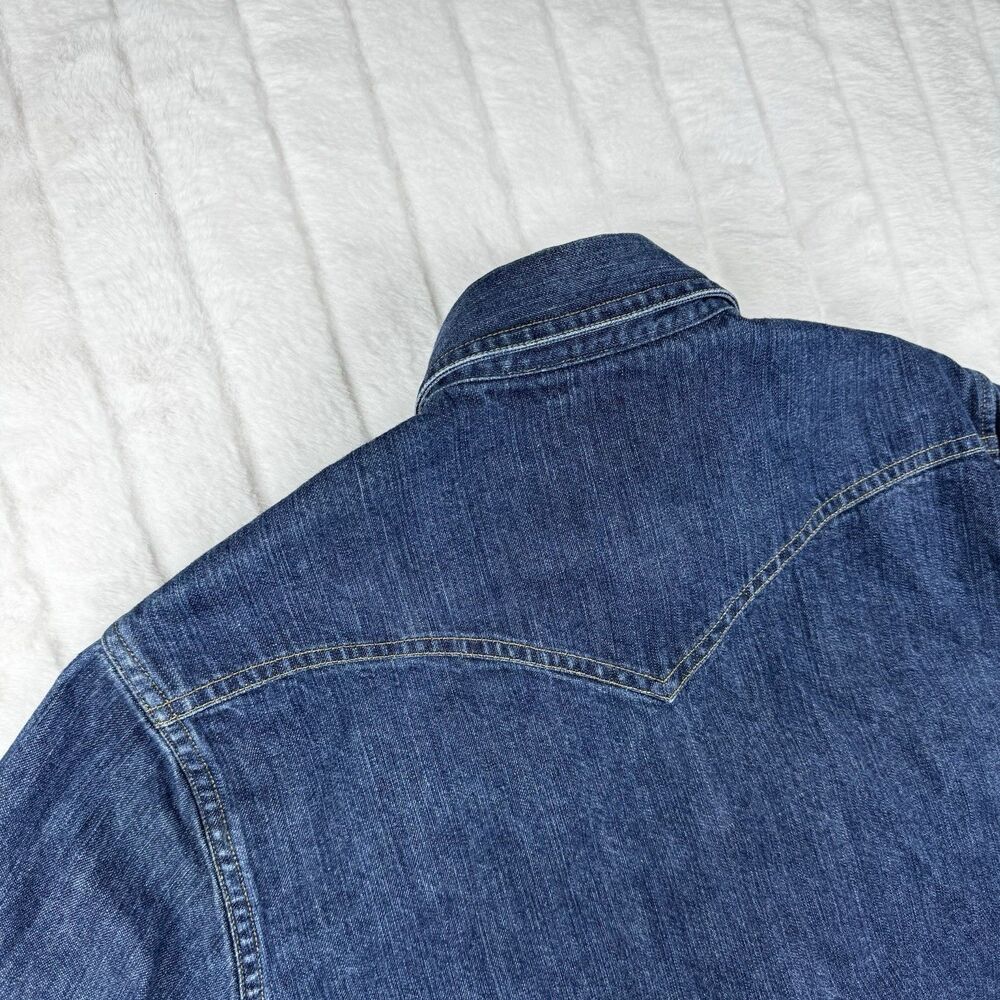 J Crew Denim Pearl Snap Shirt Men's XS Authentic Workwear Western SawTooth RARE - Picture 14 of 15